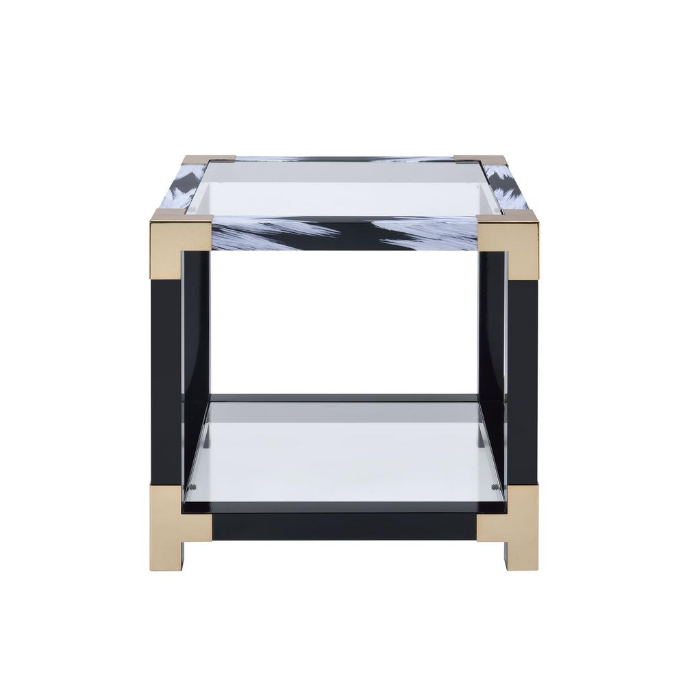 Safavieh Riona Gold and Black Glass Top End Table FOX2539B The Home Depot