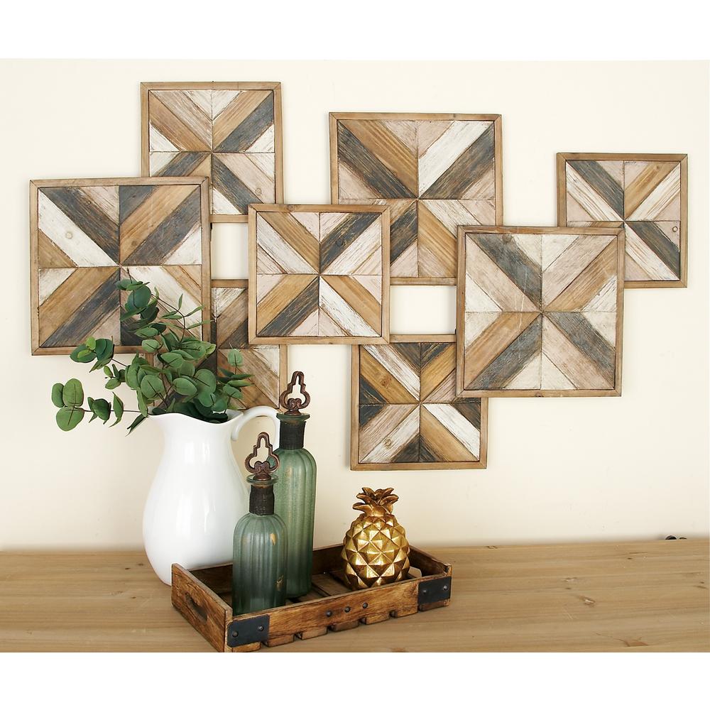 Rustic Brown Wooden  Herringbone Panel Wall  Decor  47917 