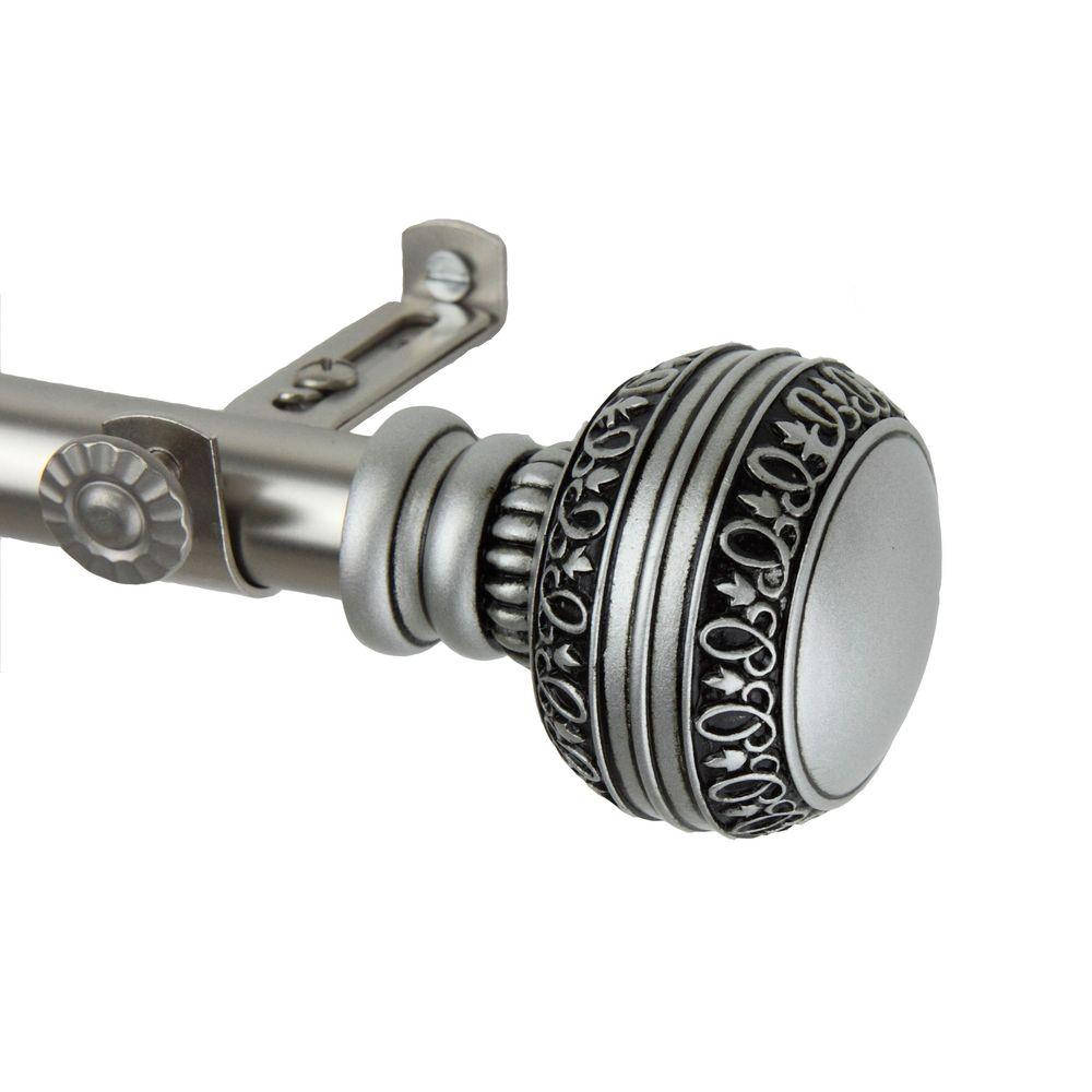 Rod Desyne 120 In 170 Telescoping Single Curtain Satin Rod Desyne 120 In 170 Telescoping Single Curtain Satin Nickel With Ornament Finial 4802 995 The Home Depot