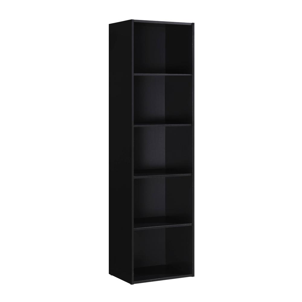 HODEDAH 5-Shelf, 59 in. H Black Bookcase