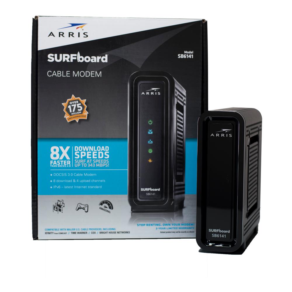 ARRIS SURFboard DOCSIS 3.0 8x4 Cable Modem SB6141, Black58190203100