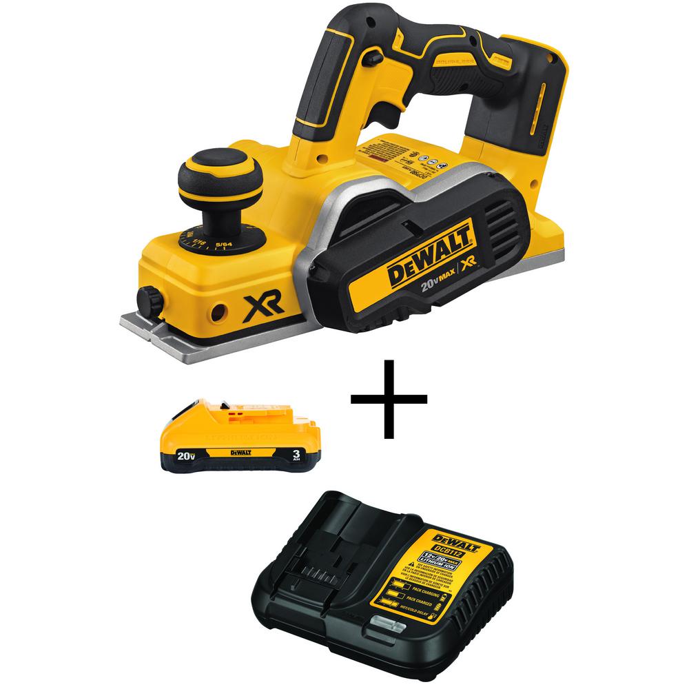 DEWALT 20V MAX XR Cordless Brushless 3-1/4 in. Planer, (1) 20V Compact 3.0Ah Battery, and 12V-20V MAX Charger