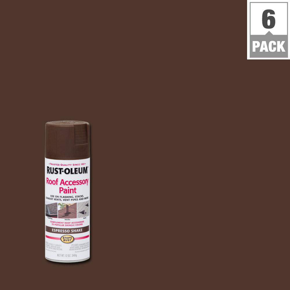 Rust Oleum Stops Rust 12 Oz Espresso Shake Roof Accessory Spray Paint 6 Pack 286117 The Home Depot