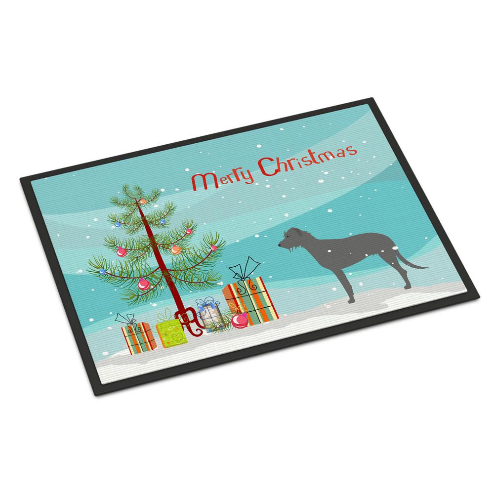 Carolines Treasures Merry Christmas Irish Wolfhound Door Mat Multicolor