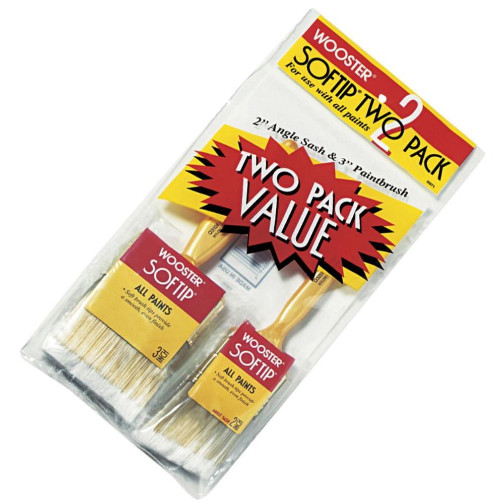 Wooster 2 In Angle Sash 3 In Flat Softip Paint Brush Set 0059710000   Wooster Paint Brushes 0059710000 64 1000 