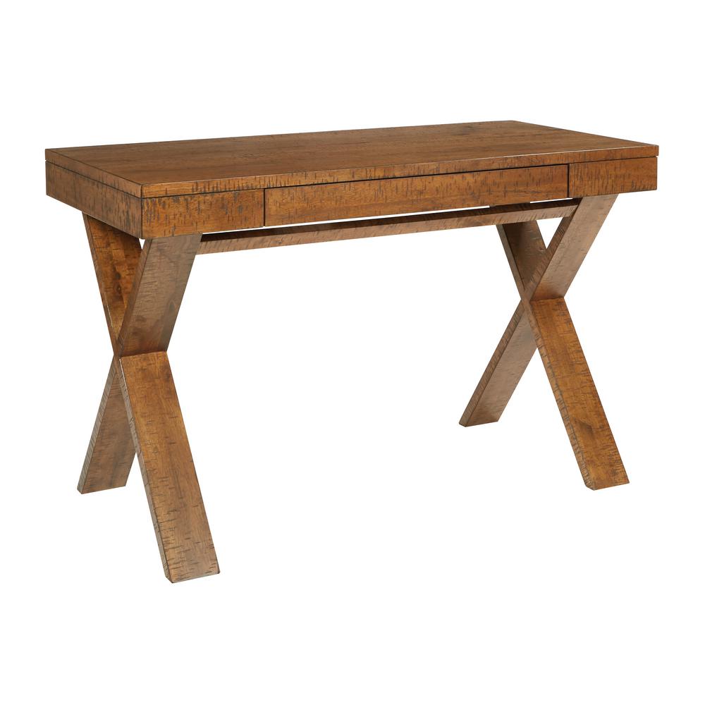 Ave Six Lane Distressed Wood Desk-LAN25-DB - The Home Depot