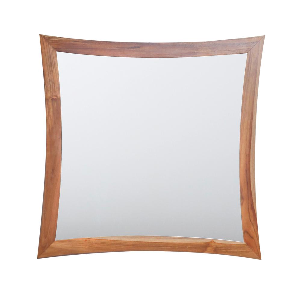 Ecodecors Curvature 36 In L X 35 In H Single Solid Teak Framed Mirror