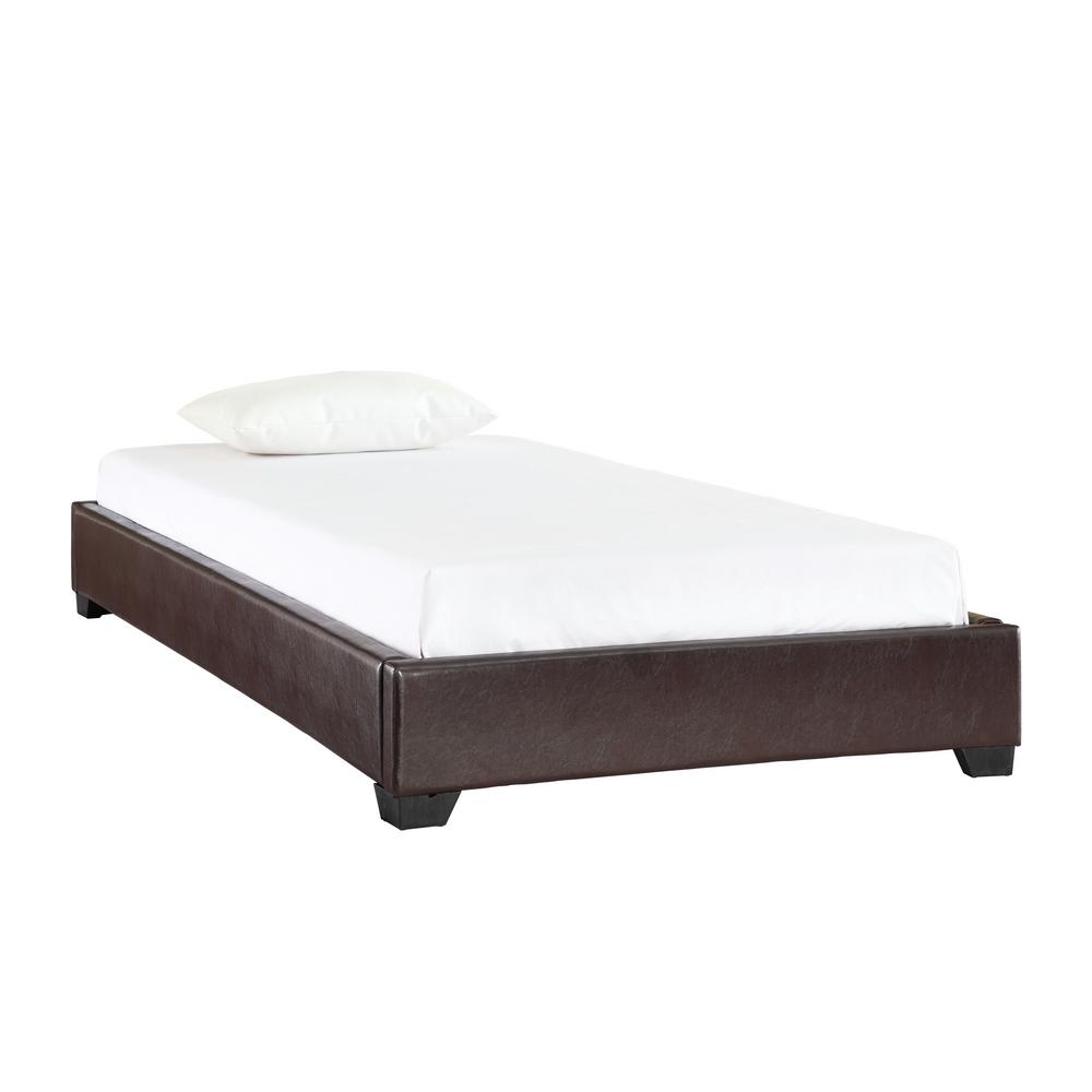 Metro Brown Faux Leather Twin Platform Bed Bs Mtr Tw Pb The Home Depot Undefined Metro Brown Faux Leather Twin Platform Bed