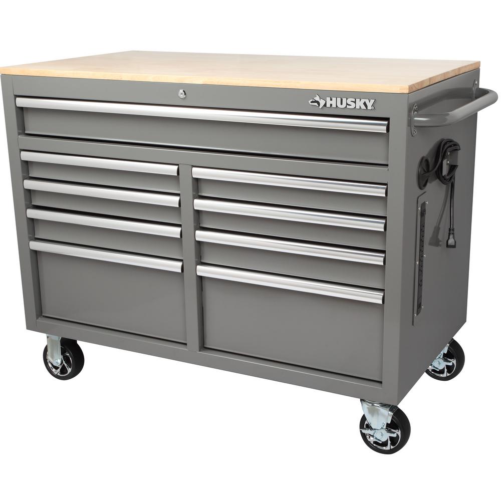 Husky 46 in. W x 24.5 in. D Standard Duty 9Drawer Mobile Workbench