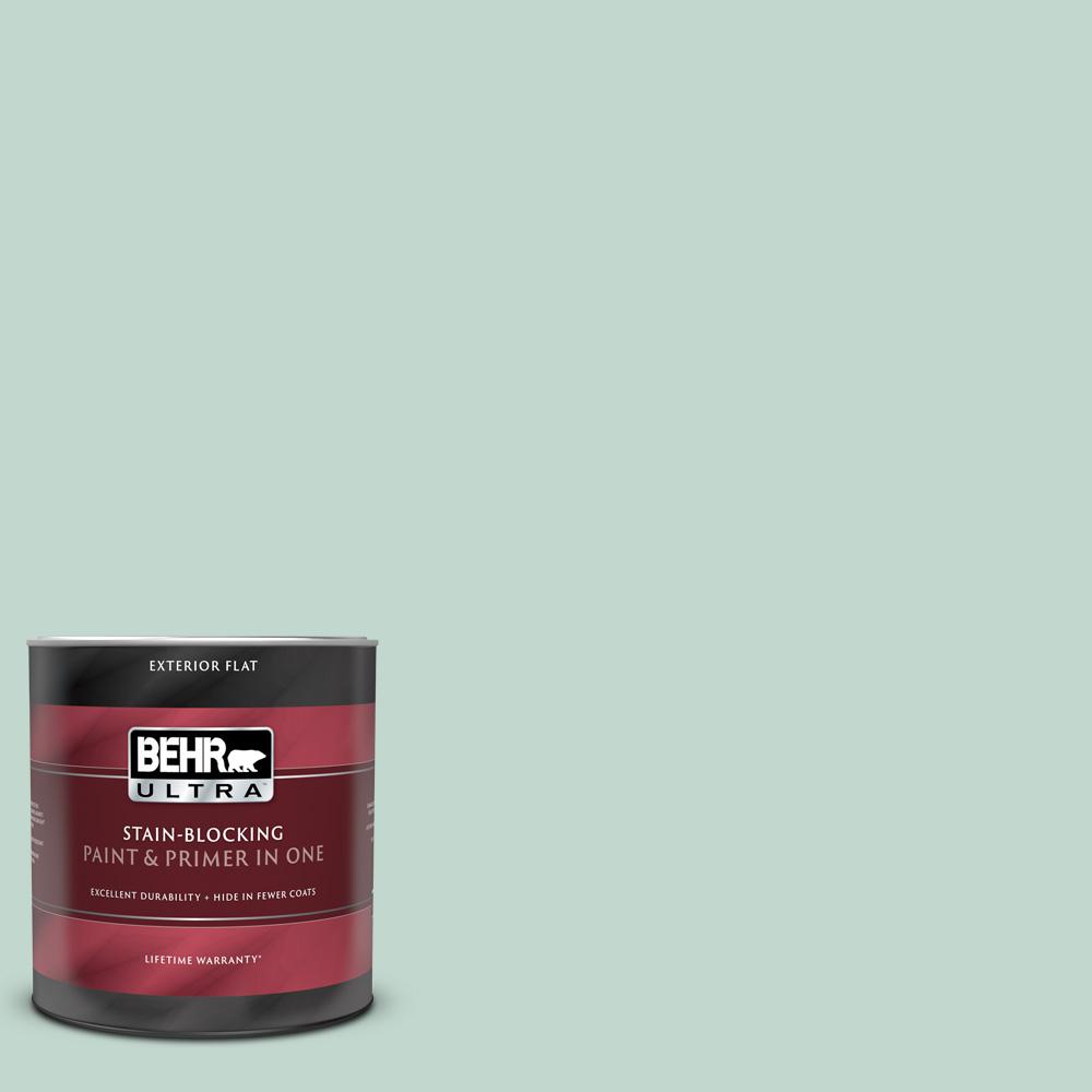 BEHR ULTRA 1 Qt. 470E3 Aqua Smoke Flat Exterior Paint and Primer in