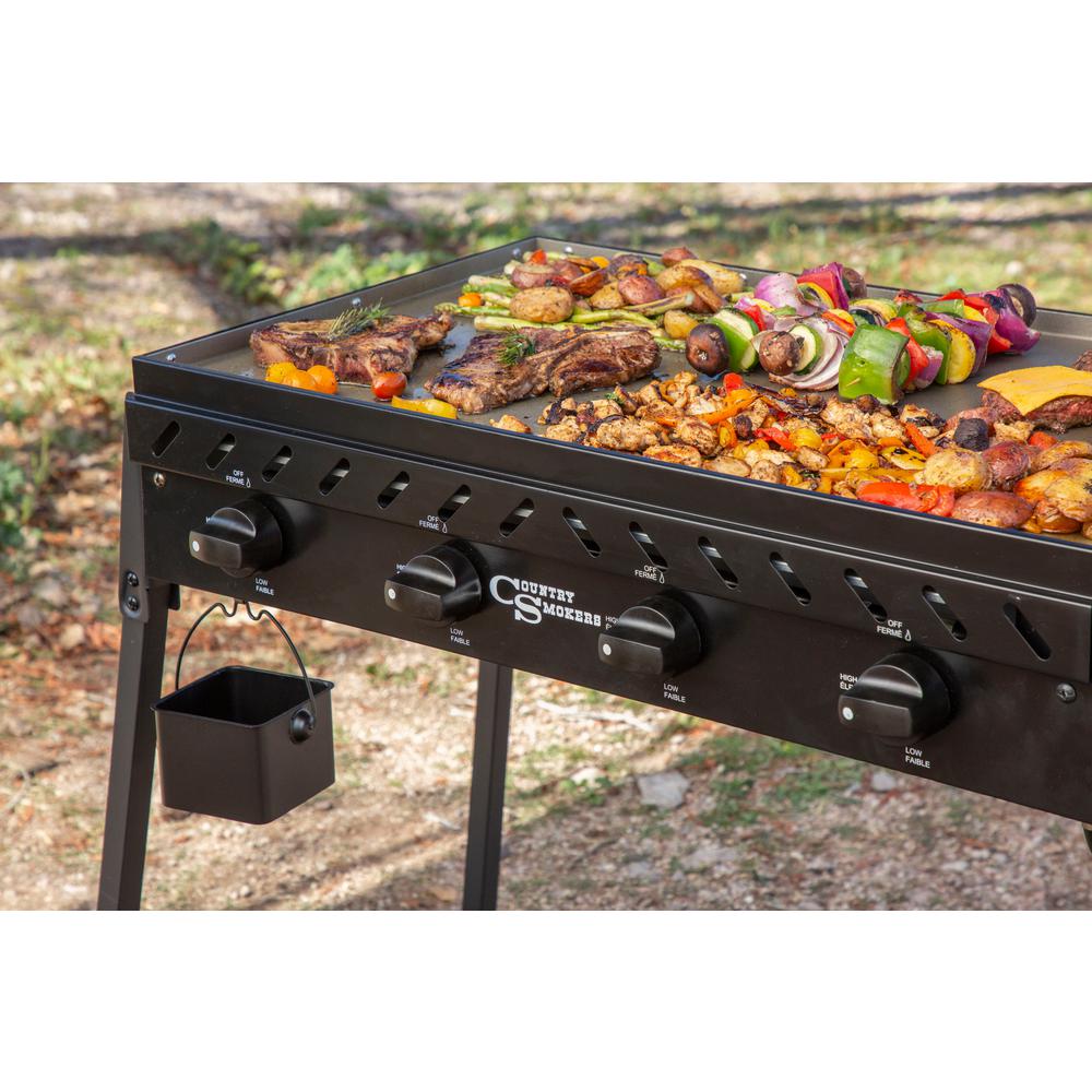 Country Smokers The Highland Horizon 597 Sq In 4 Burner Portable Gas Griddle Cooking Space In Black Csgdl0590 The Home Depot