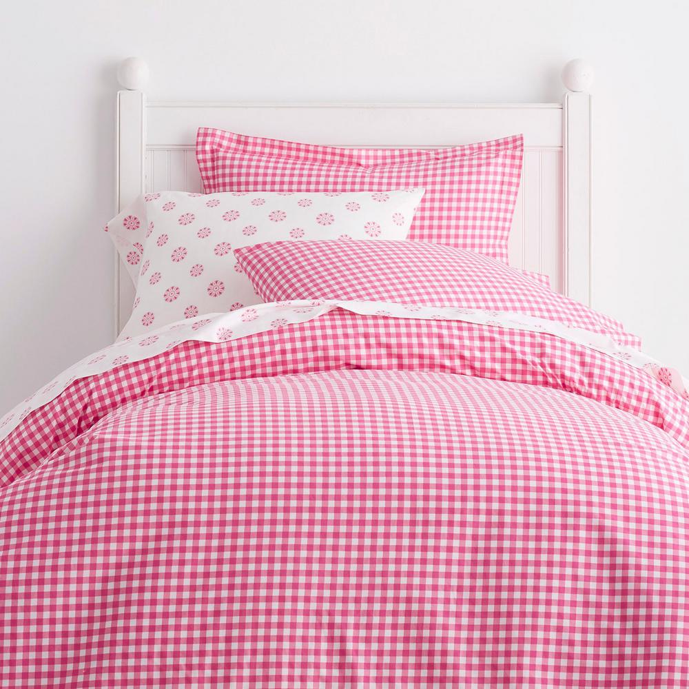Company Kids By The Company Store Gingham Hot Pink Cotton Percale