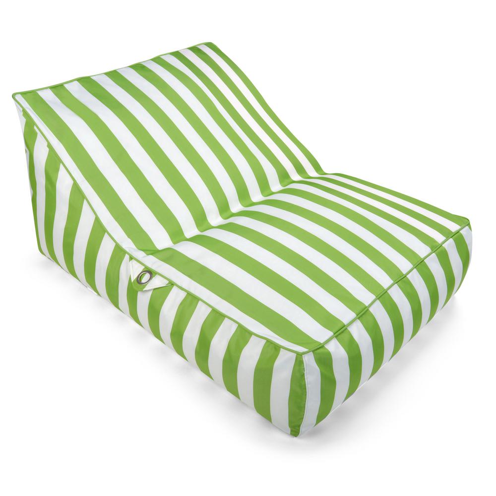 Drift Escape Stratus Sofa Bean Bag Swimming Pool Float In Green Striped Nylon Fabric