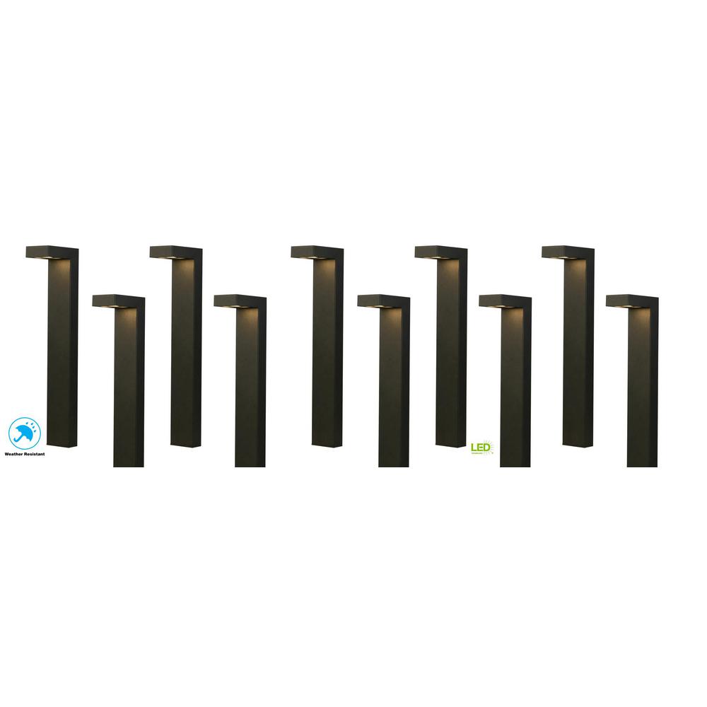 Hampton Bay Jemison 15-Watt Equivalent Low Voltage Black Integrated LED Outdoor Landscape Path Lights (10-pack)
