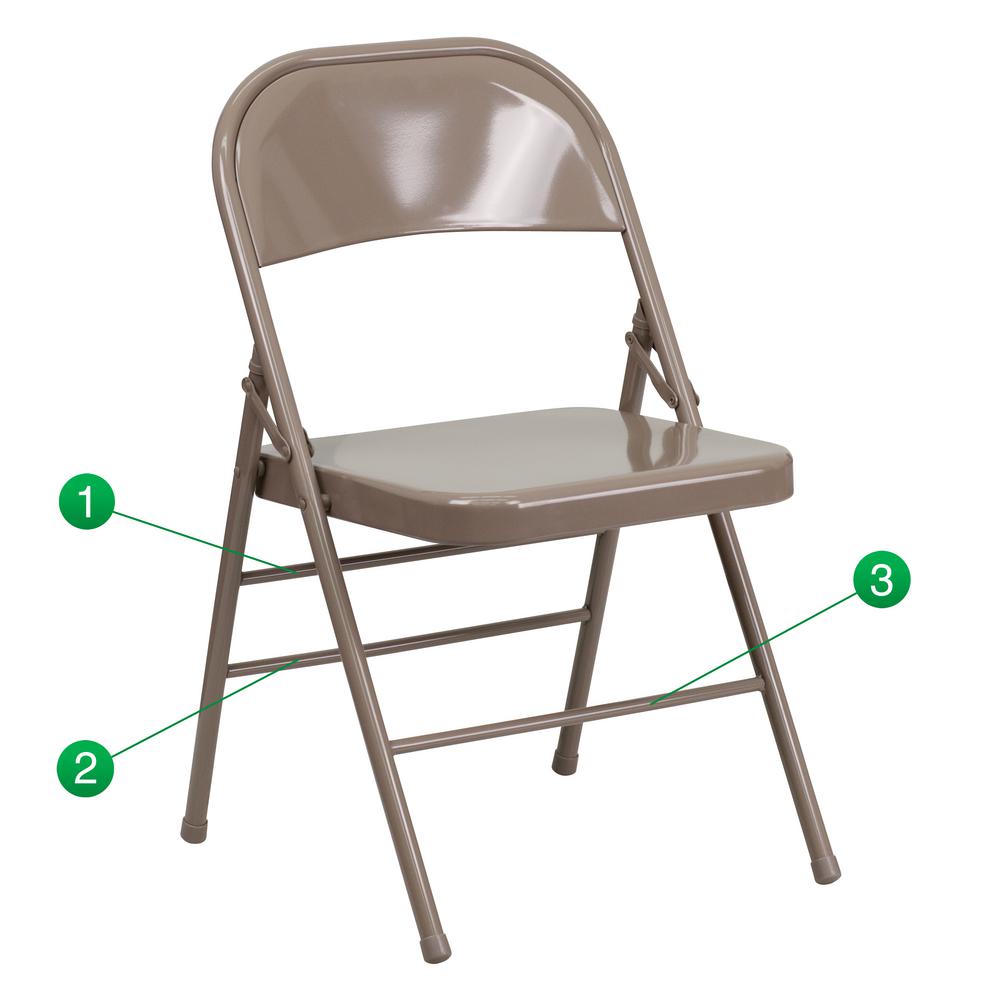 Metal Folding Chairs Storage Organization The Home Depot Hercules Series Triple Braced Double Hinged Beige Metal Folding Chair