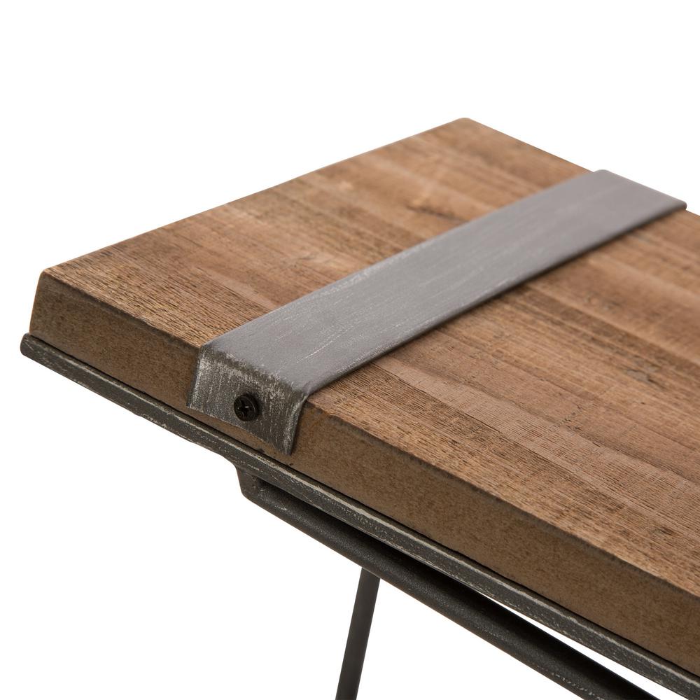 Glitzhome Rustic Farmhouse 31 5 In L Metal Wooden Large Wall Shelf 1505202419 The Home Depot