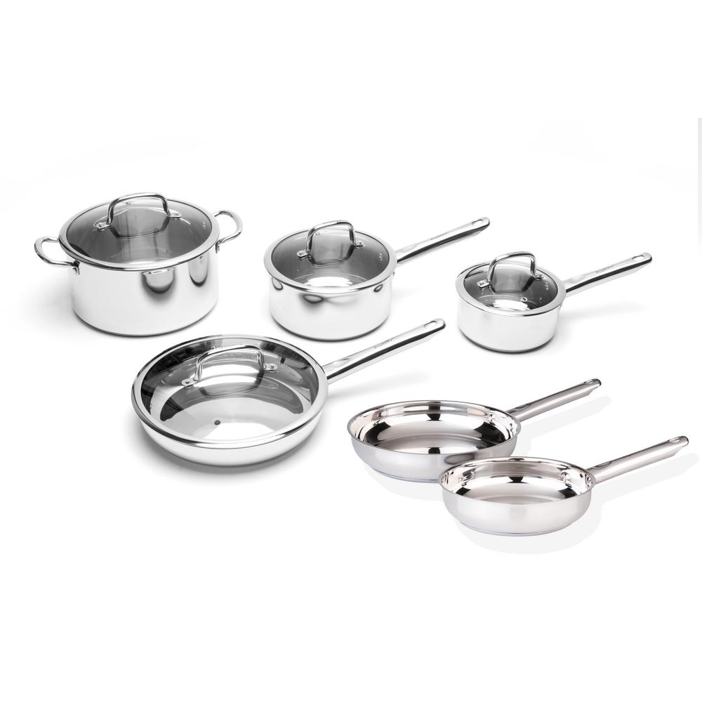 BergHOFF EarthChef Boreal 10-Piece Silver Stainless Steel Cookware Set with Lids by BergHOFF