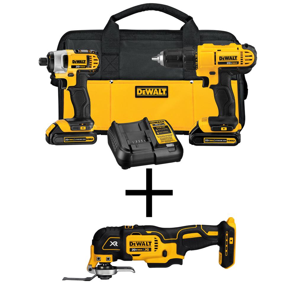 20-Volt MAX Cordless Drill/Driver & Impact Combo Kit (2-Tool) w/ (2) Batteries, Bonus Oscillating Tool