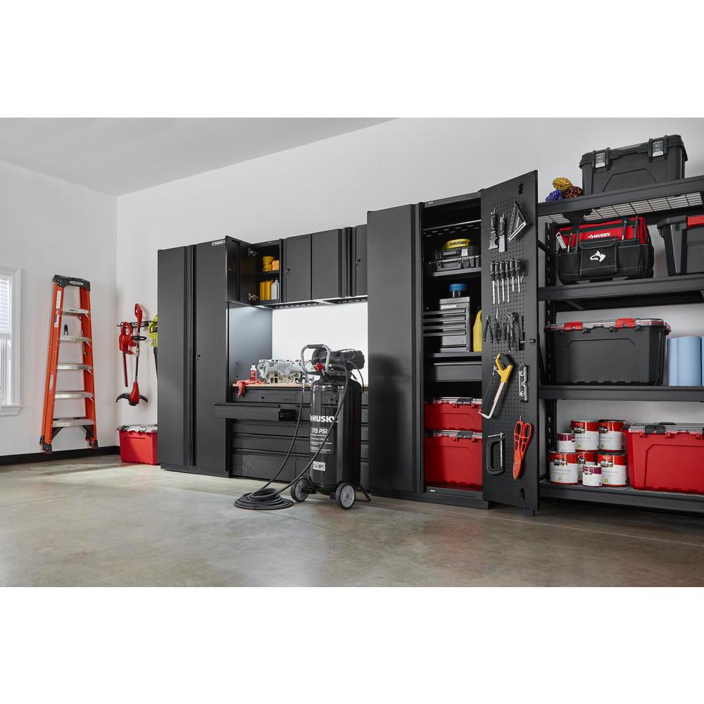 Husky 6 Piece Heavy Duty Welded Steel Garage Storage System In Black 128 W X 81 H 24 D Htc622020 The Home Depot Husky 6 Piece Heavy Duty Welded Steel, Garage Storage Wall Cabinets Home Depot