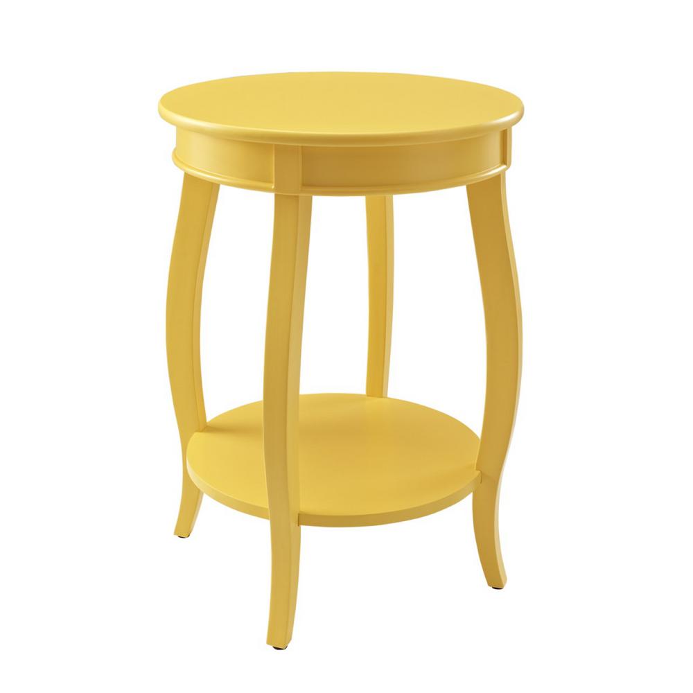 Powell Yellow Round Table With Shelf 256 350 The Home Depot Powell Yellow Round Table With Shelf