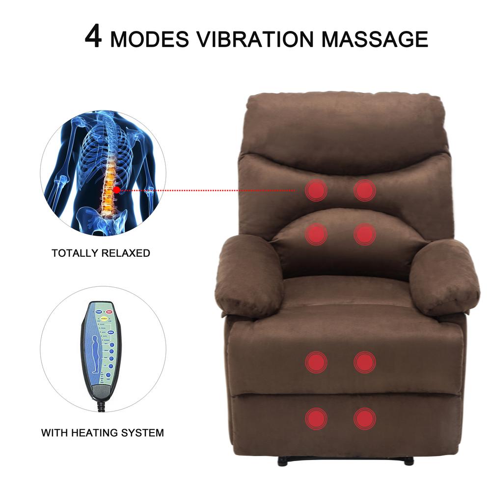 Boyel Living Recliner Brown Chair Massage Heat Chair Microfiber
