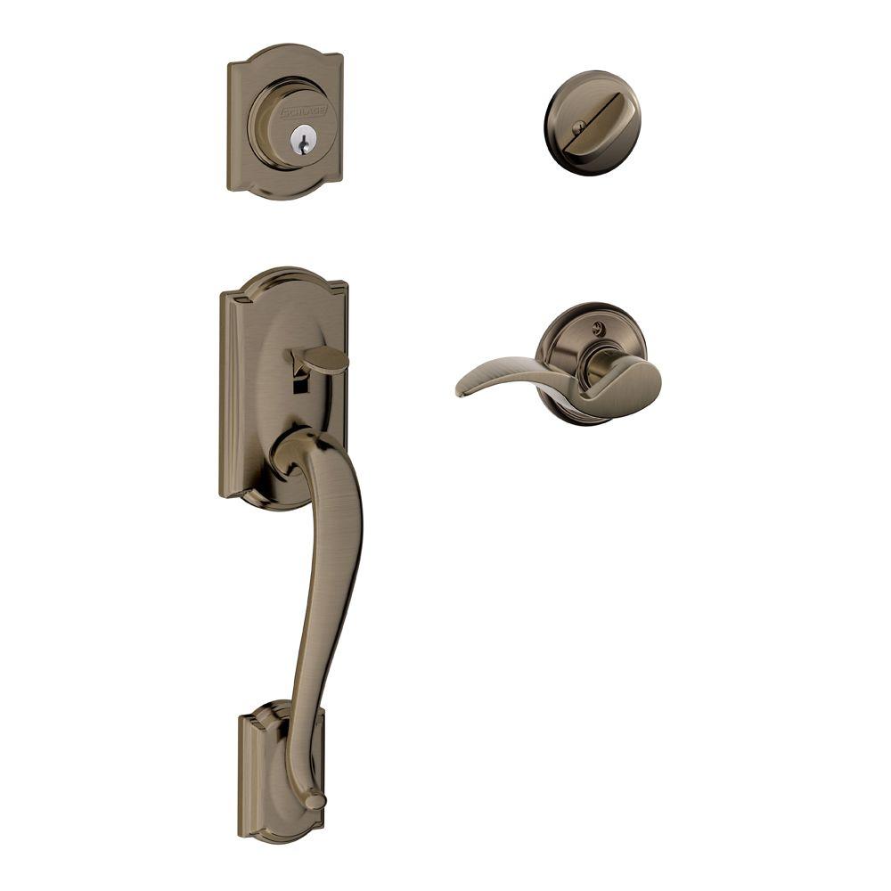 schlage camelot handleset pewter antique f60 cam lever rh ava avanti cylinder single hand right homedepot
