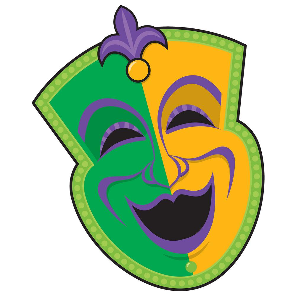 Amscan 14 75 In Mardi Gras Paper Comedy Mask Cutout 9 Pack