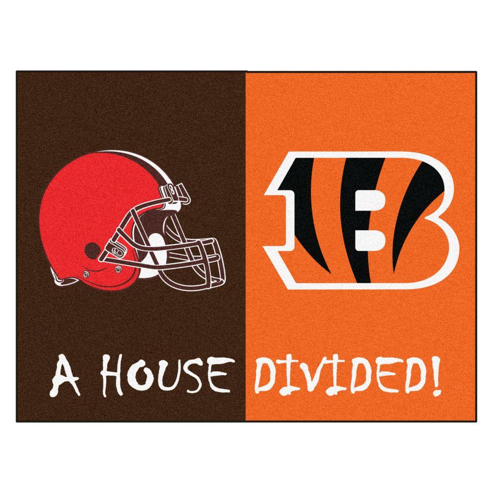 Fanmats Nfl Bengals Browns Brown House Divided 3 Ft X 4 Ft Area Rug