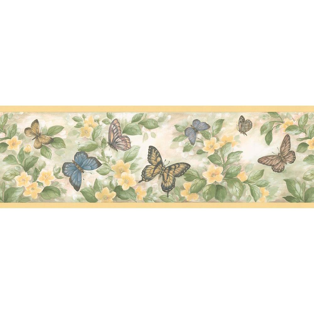 Brewster Pastel Butterflies Wallpaper Border Sample-137B38633SAM - The