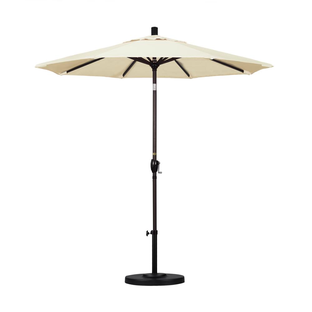 California Umbrella 7 5 Ft Bronze Aluminum Pole Market Aluminum Ribs Push Tilt Crank Lift Patio Umbrella In Canvas Sunbrella Gspt758117 5453 The Home Depot