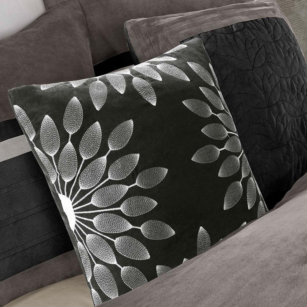 Madison Park Teagan 7 Piece Black Gray Queen Comforter Set Mp10