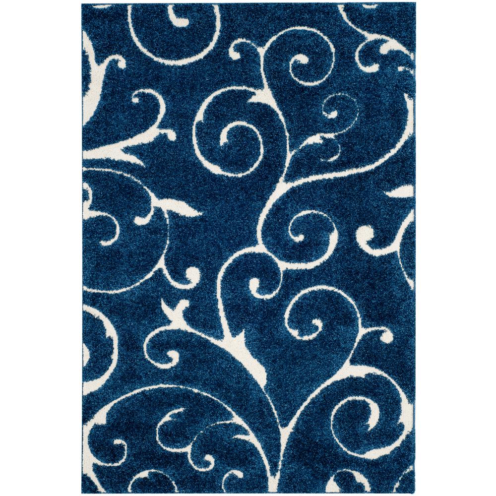 Safavieh Florida Shag Dark Blue/Cream 5 ft. x 8 ft. Area RugSG45565115 The Home Depot