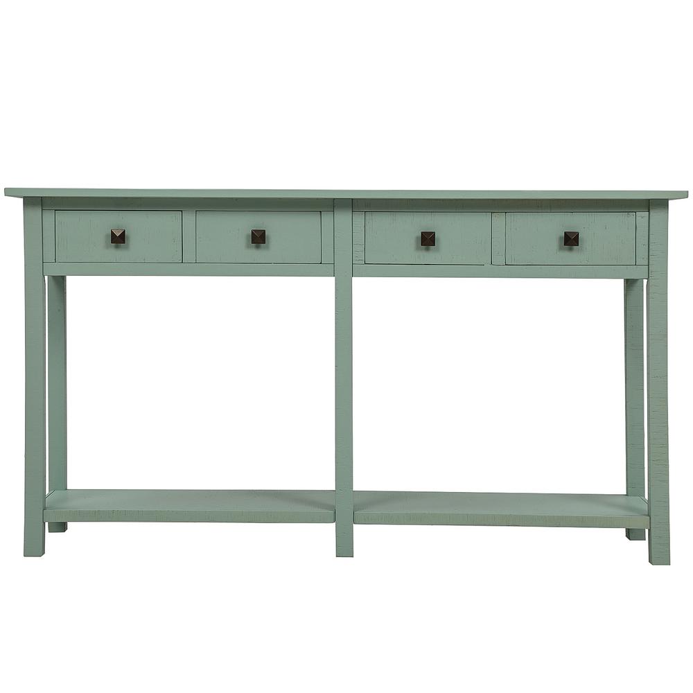 Boyel Living Tiffany Blue Brushed Texture Entryway Console Table