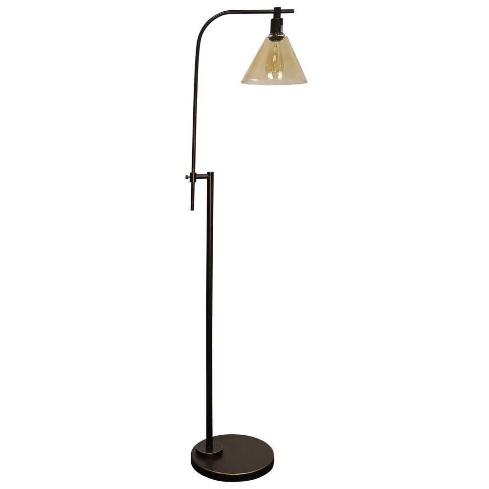 Stylecraft 68 In Madison Bronze Floor Lamp With Yellowed Glass Madison Bronze Floor Lamp With Yellowed Glass Shade
