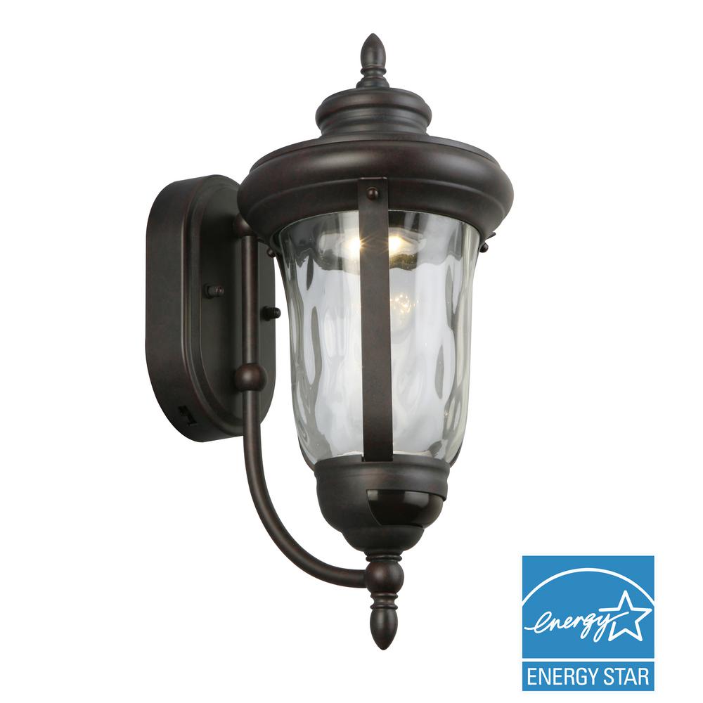 Home Decorators Collection Aldwynne 15.63 in. Bronze Motion Sensing LED Outdoor Wall Lantern Sconce