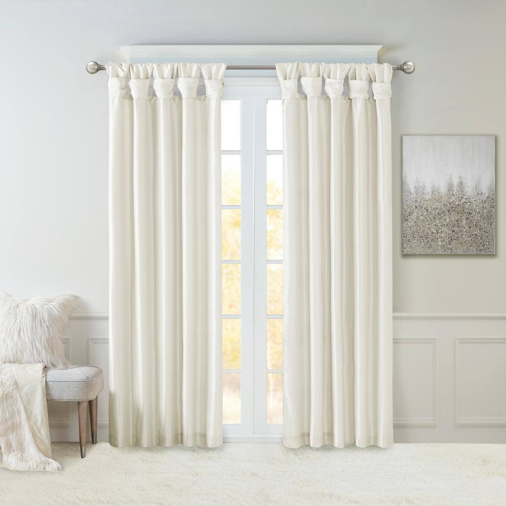 Madison Park Natalie White Faux Fur Room Darkening Twist Tab Lined