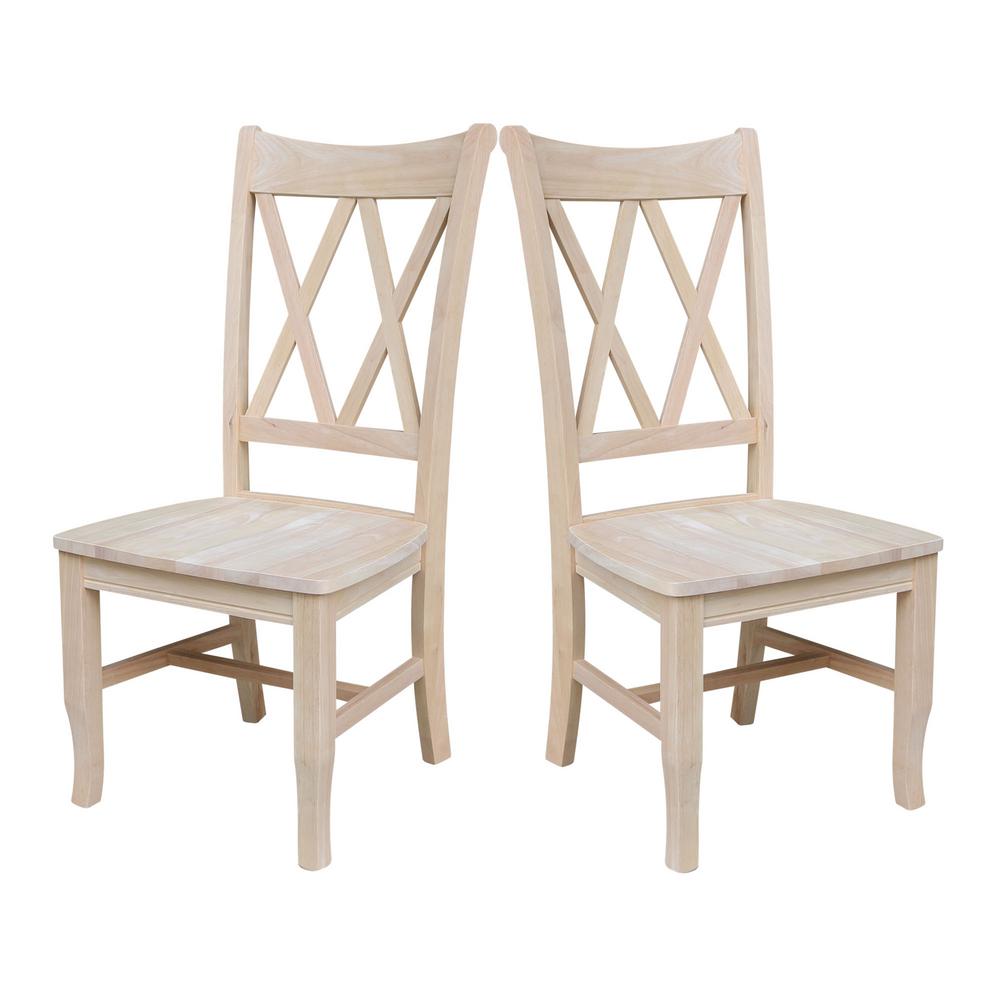 International Concepts Unfinished Wood Double X Back Dining Chair Set Of 2 C 20p The Home Depot