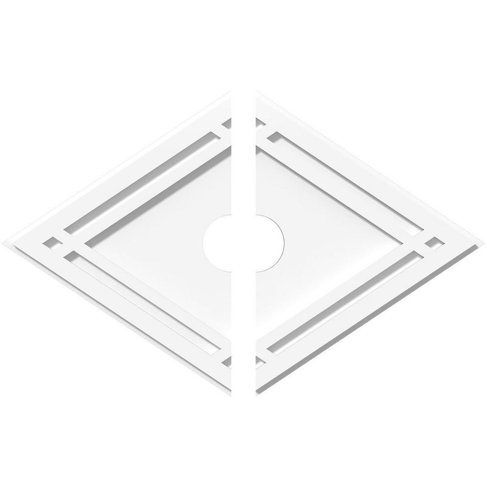 Ekena Millwork 24 In W X 16 In H X 3 In Id X 1 In P Diamond Architectural Grade Pvc Contemporary Ceiling Medallion 2 Piece