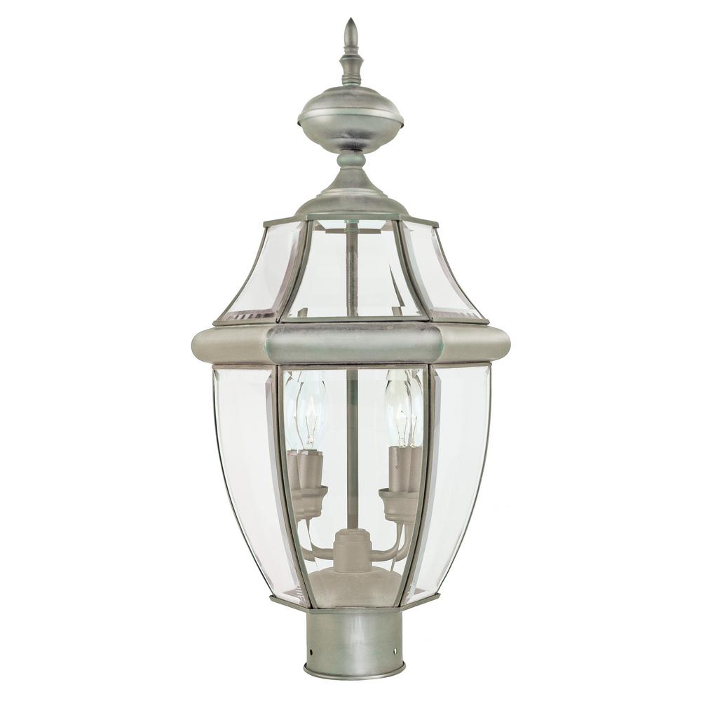 Bel Air Lighting 21.5 in. Courtyard 2Light Outdoor Brushed Nickel Post