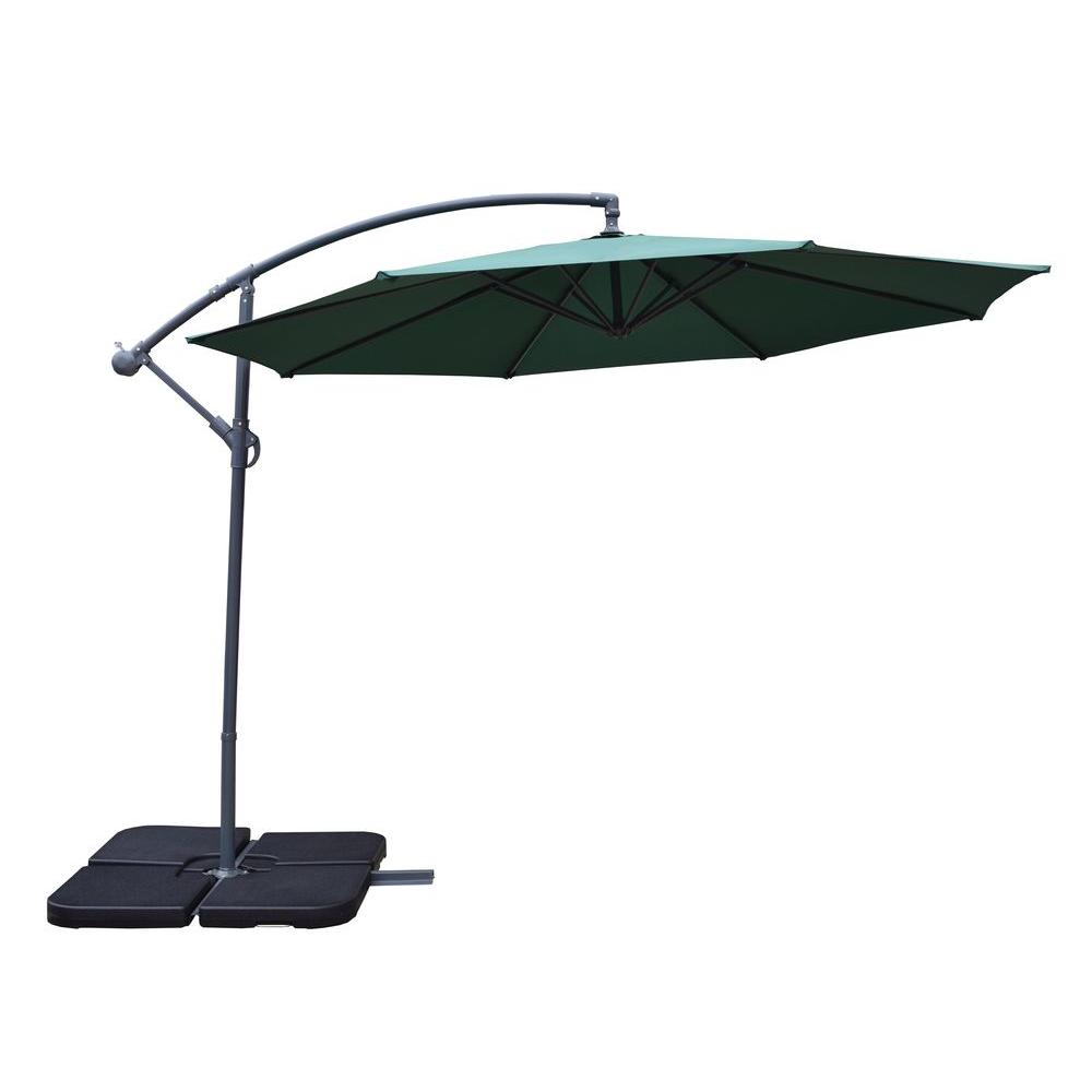 Hampton Bay 11 Ft Led Offset Patio Umbrella In Sunbrella Henna 10 Ft Cantilever Patio Umbrella In Green