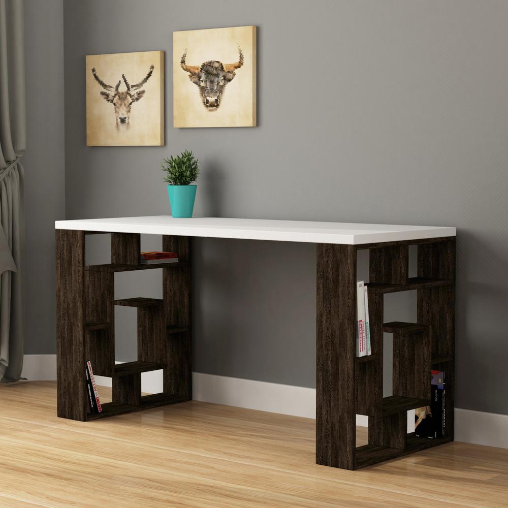 Briscoe White And Dark Brown Modern Desk
