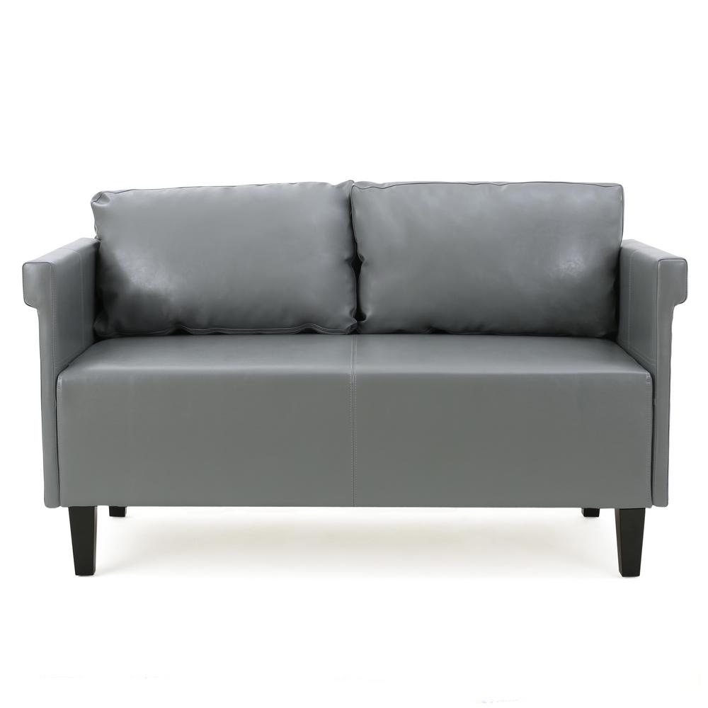 Le House Bellerose Gray Leather Loveseat 299927 The Home Depot