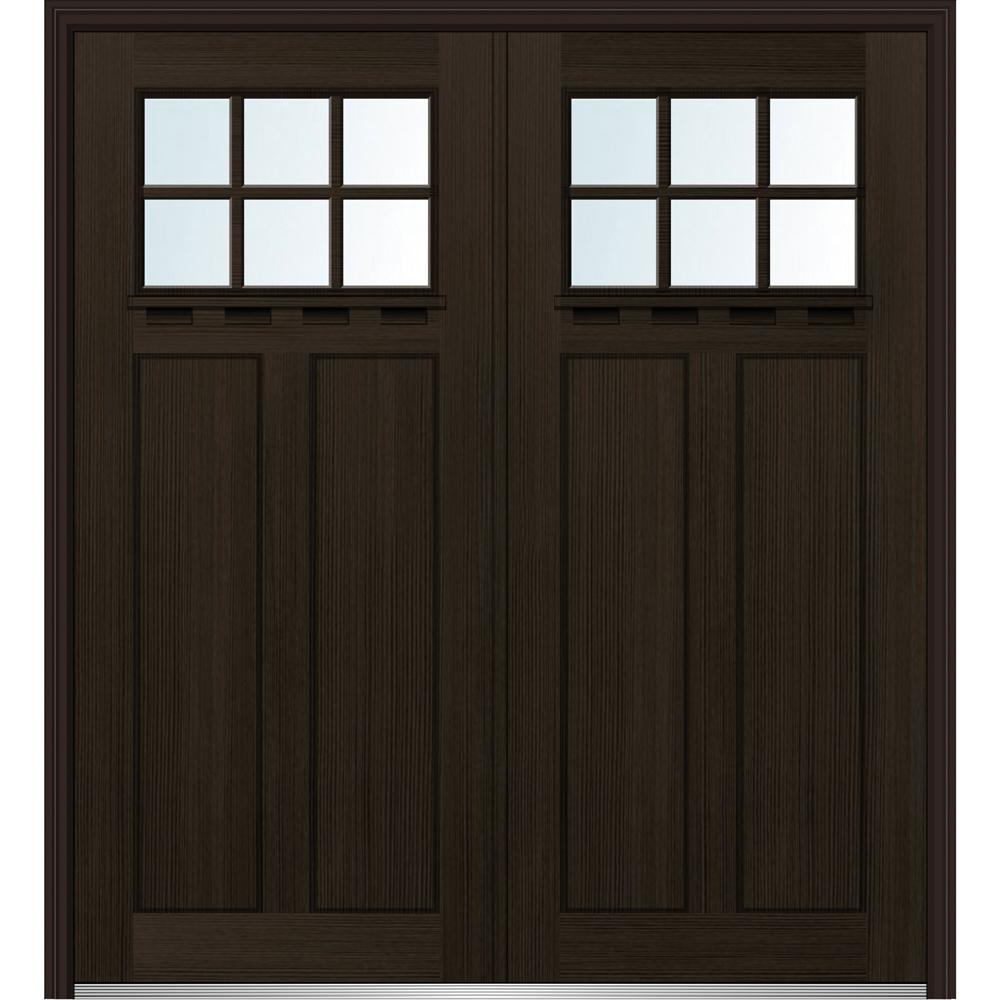 6 lite stained dark brown wood front doors exterior doors
