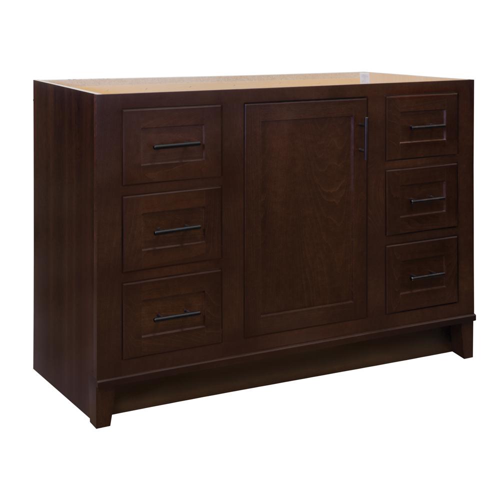 Glacier Bay Kinghurst 48 in. W x 21 in. D x 33.5 in. H Bath Vanity Only in Dark Cognac