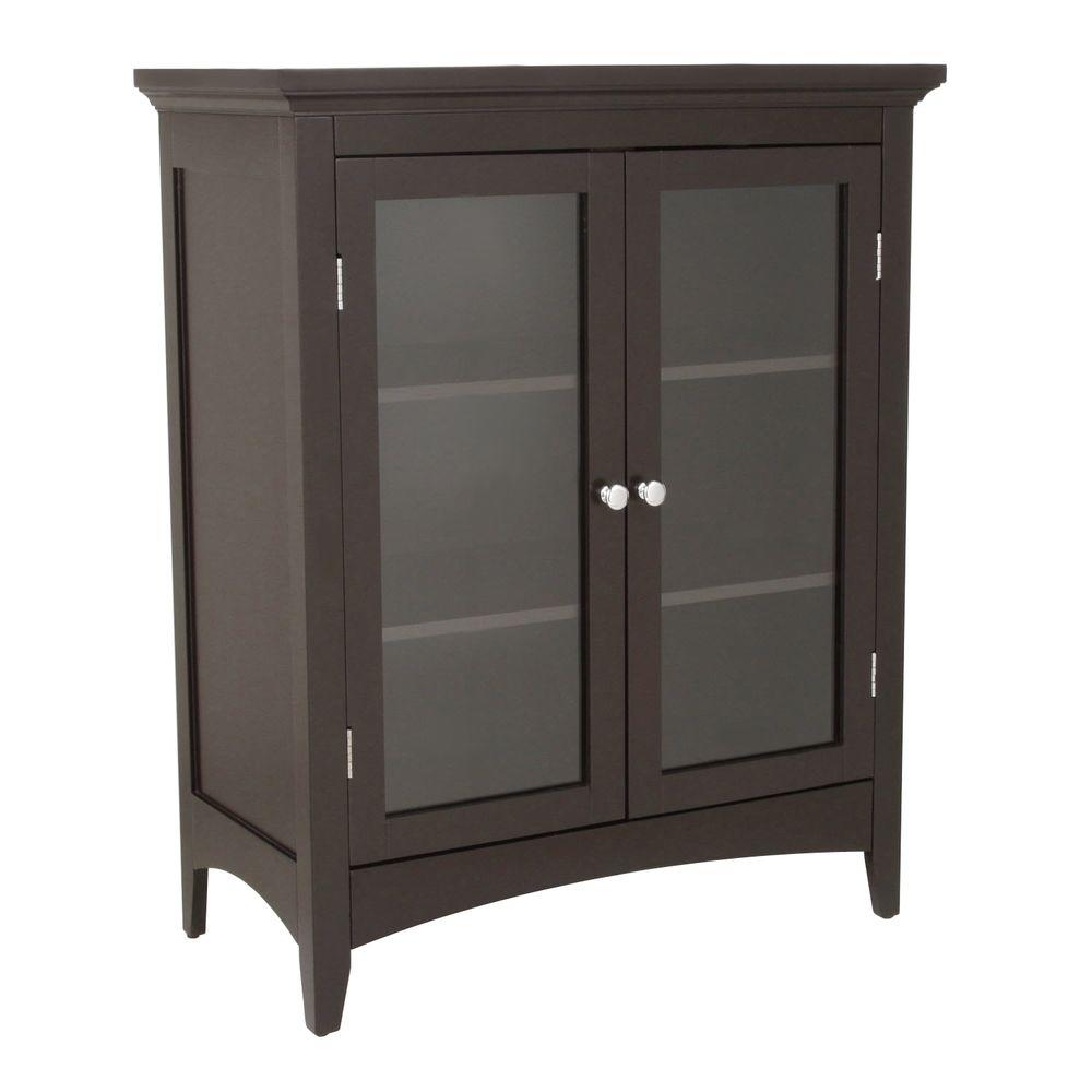 Elegant Home Fashions Wilshire 26 In W X 32 In H X 13 In D 2 Door Bathroom Linen Storage Floor Cabinet In Dark Espresso