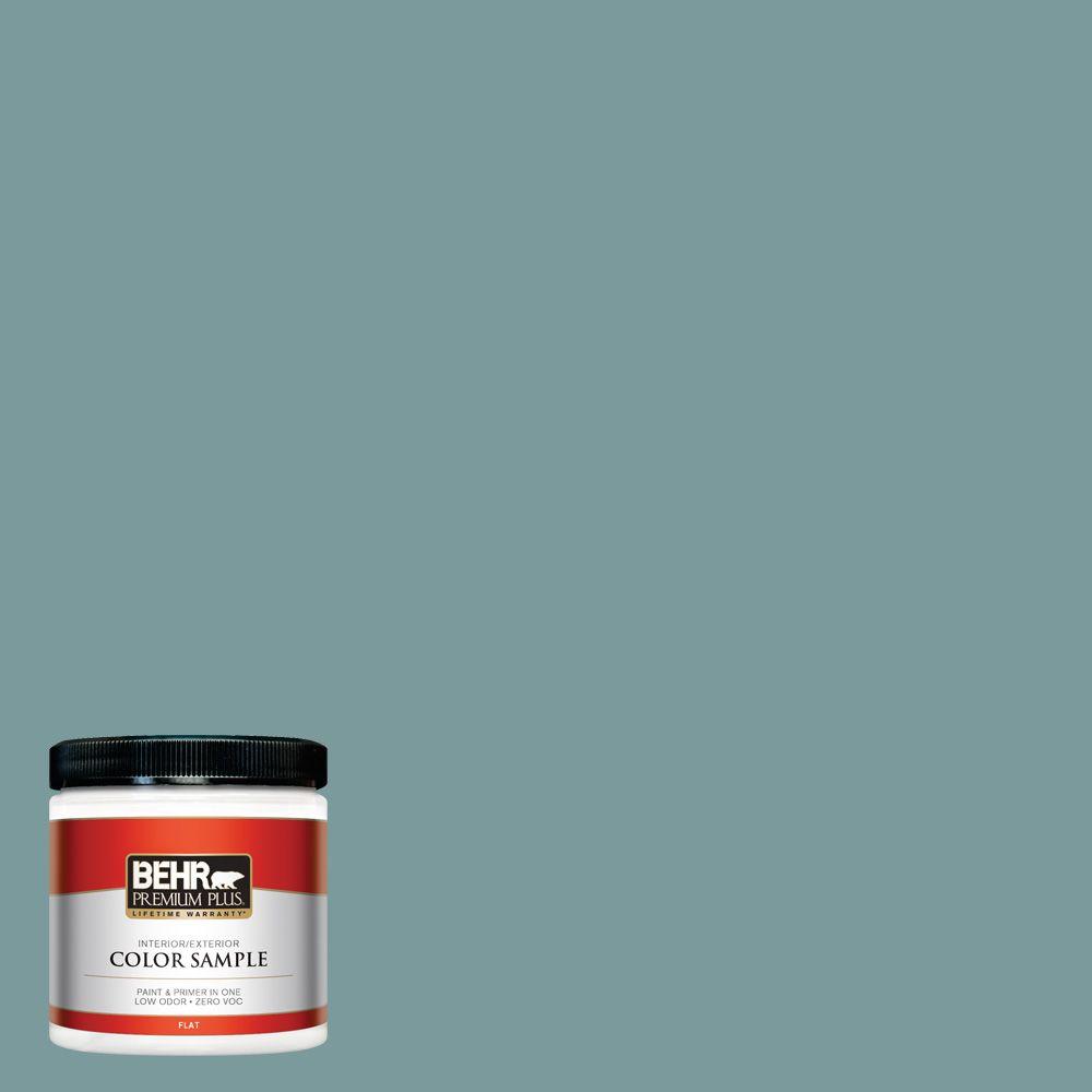 Behr Premium Plus 8 Oz Pmd 35 Blue Agave Flat Interior Exterior Pmd 35 Blue Agave Flat Interior Exterior Paint And Primer In One Sample