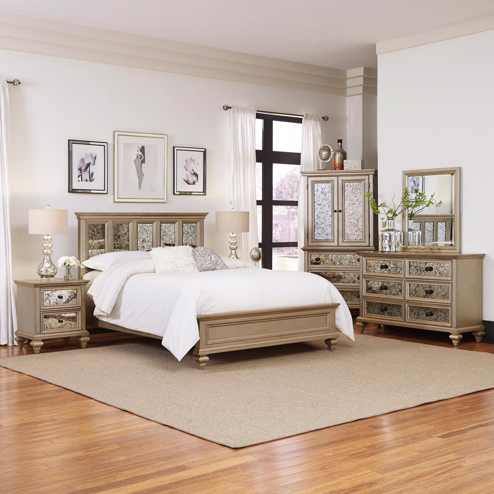 Visions Silver Gold Champagne Queen Bed Frame