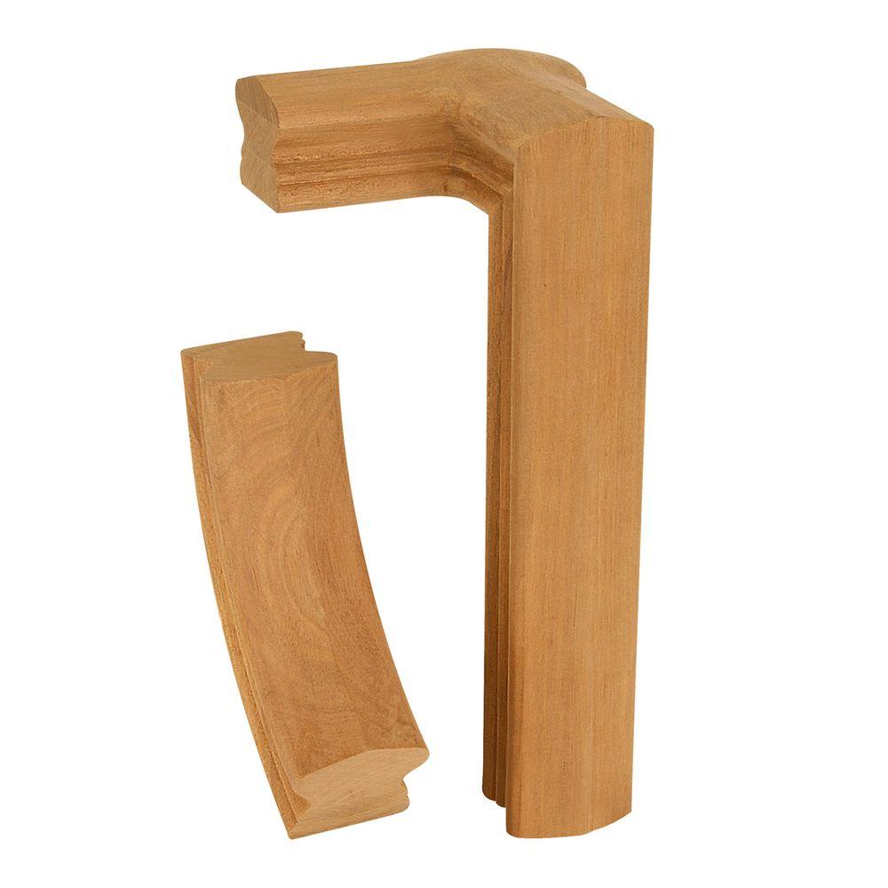 Stair Parts 7581 Unfinished Mahogany 2Rise LeftHand Gooseneck with