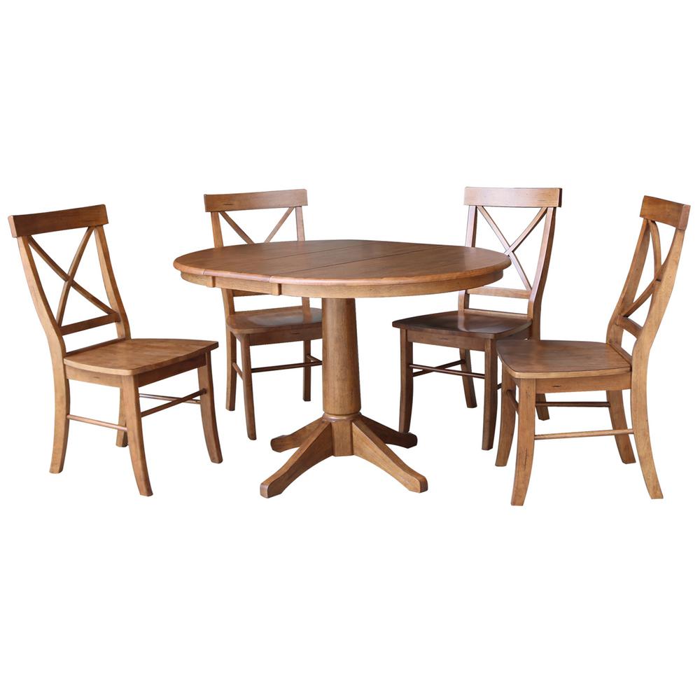 International Concepts Distressed Oak 48 in. Oval Dining Table with 4X