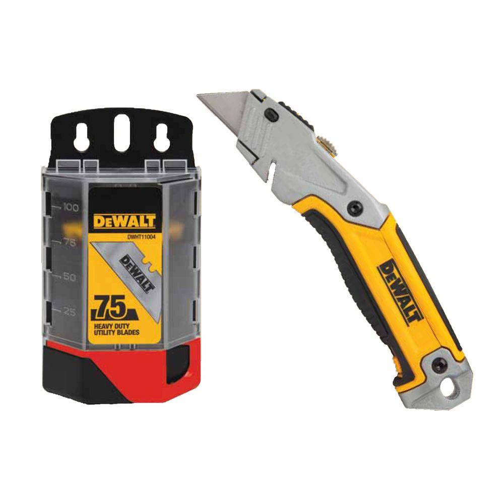 DEWALT Retractable Utility Knife with Free Blades (75-Pack)